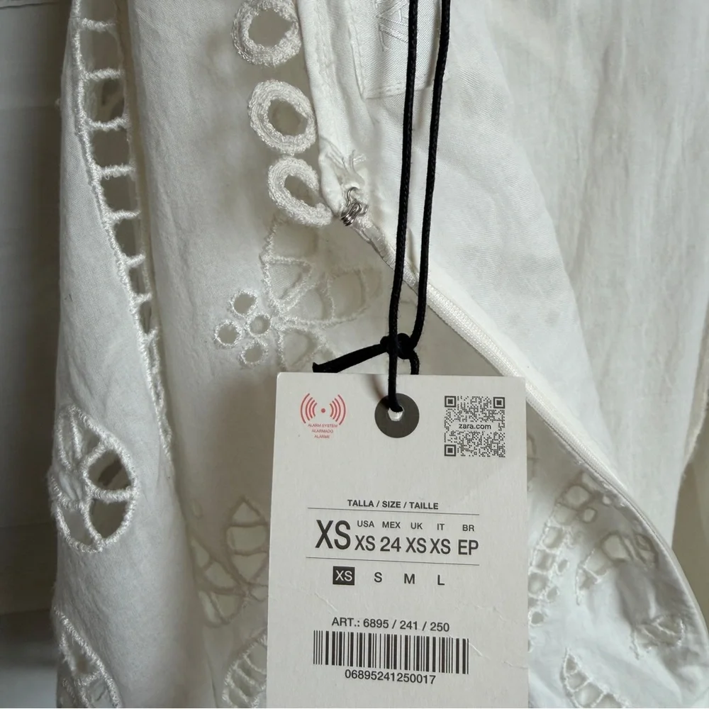 ZARA White Embroidered Lace Maxi Dress NWT Boho Cotton Slip Beach Resort ZW XS - Picture 14 of 14